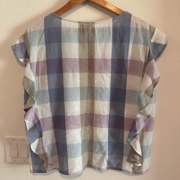 Vince Camuto Ruffled Short Sleeve Top Sz M - Picture 3 of 6